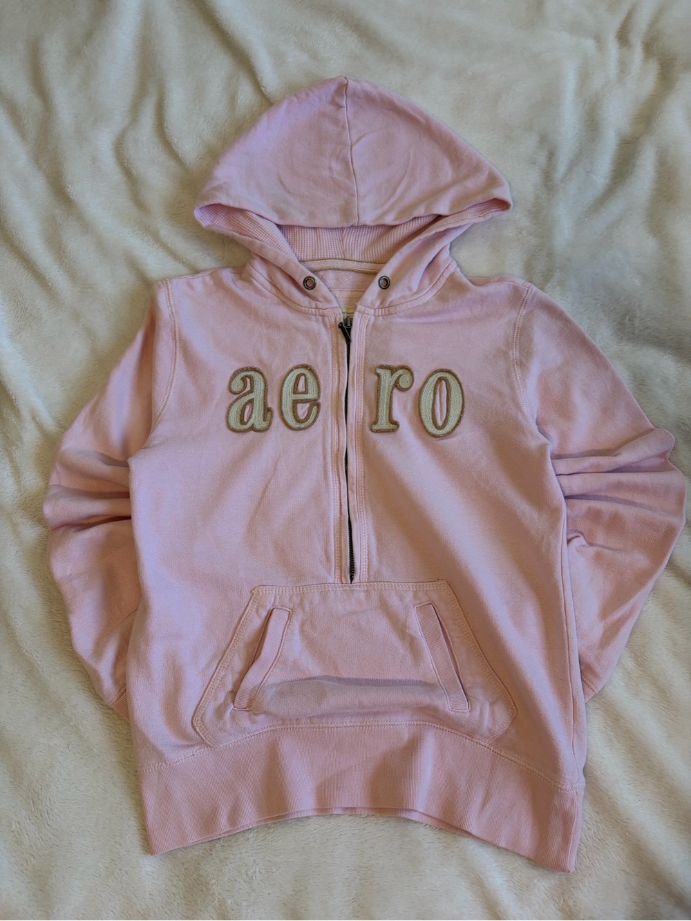 Aeropostale Light Pink Kids Half-Zip Puffer Hoodie